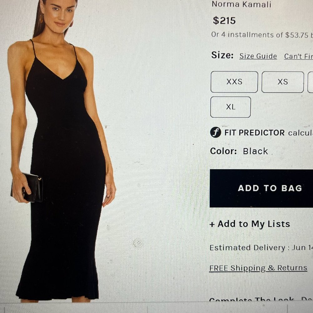 Norma Kamali Black Slip Dress - Revolve NWT Size Medium